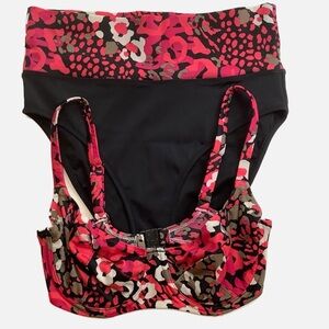 FANTASIE Vibrant Pink Floral/Black Underwire Bikini Set Size S